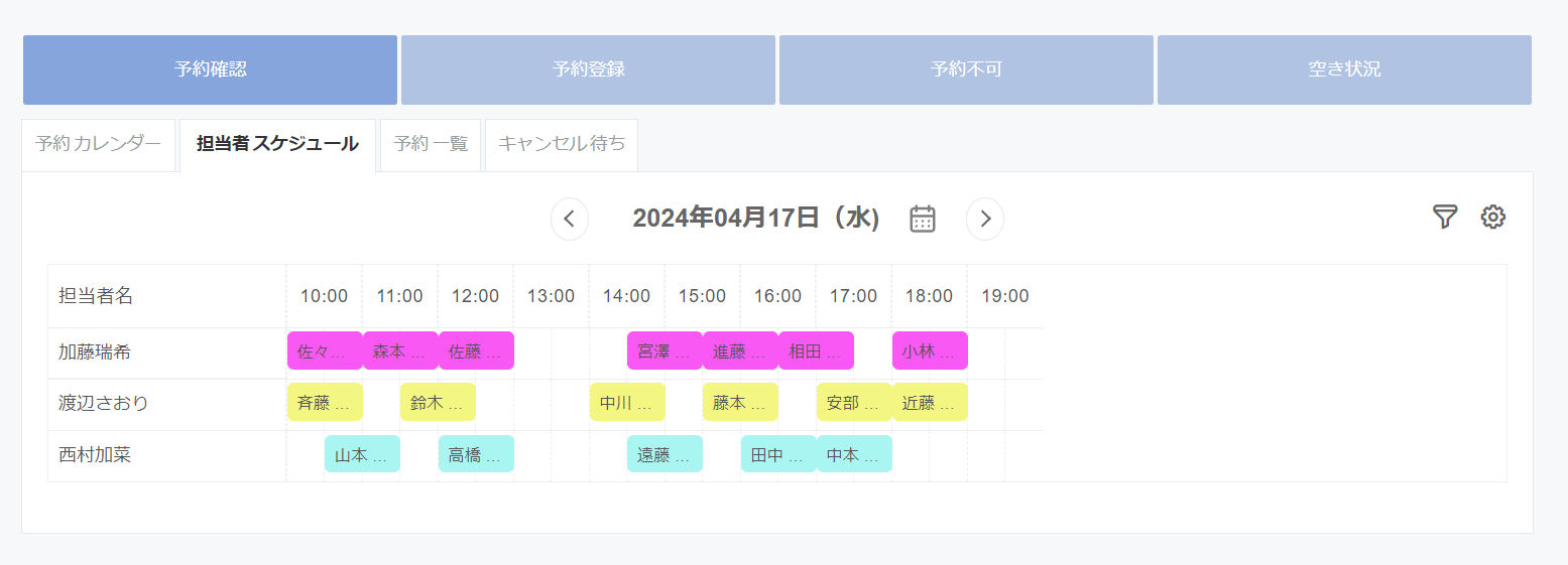 予約DX研究所「担当者ごとに1日のスケジュールを管理しよう！」記事内の画像
